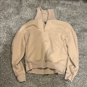 Zyia Tan Quarter-Zip Pullover. Size M